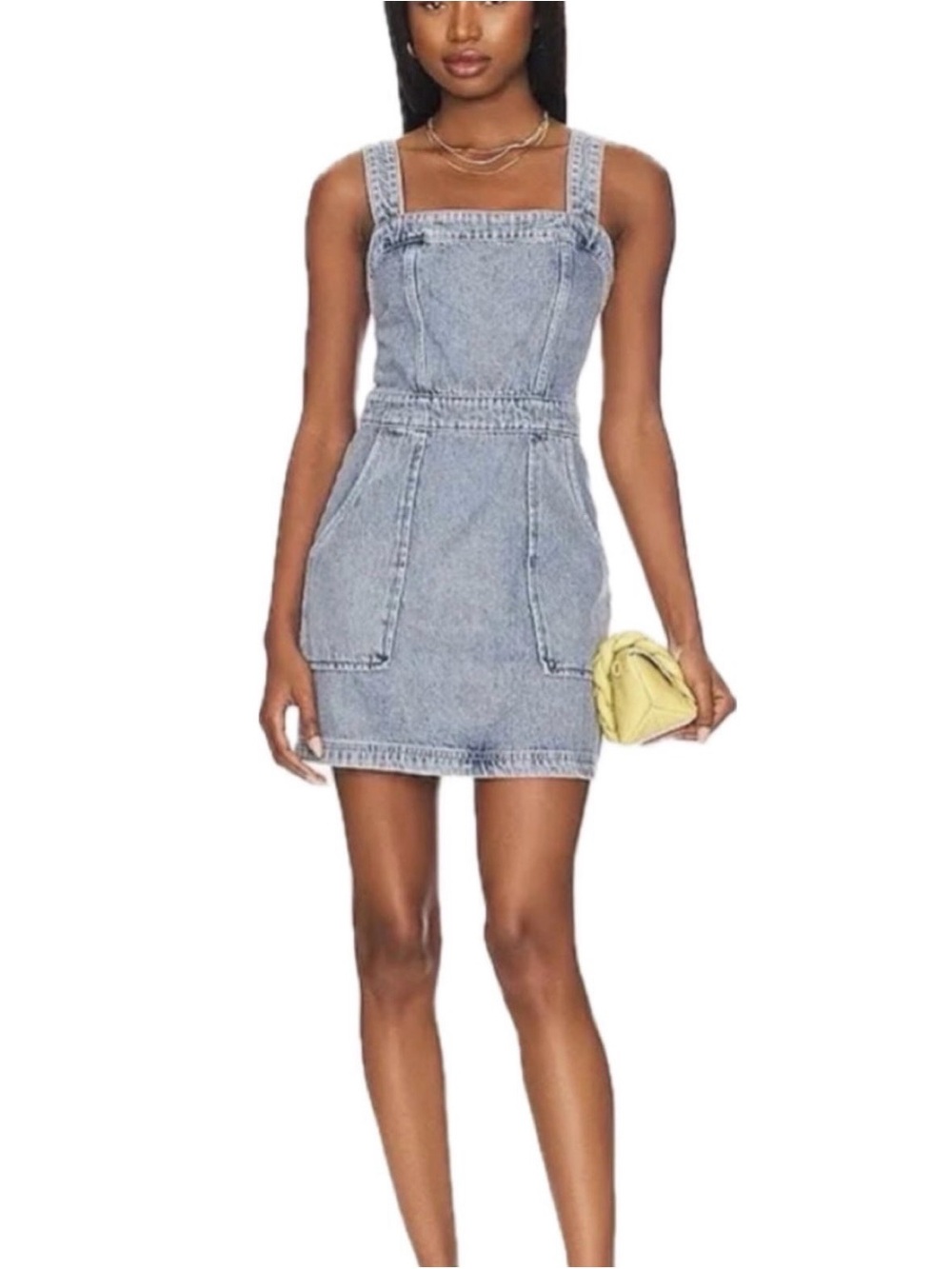 Amanda Uprichard Light Blue Denim Pinafore Mini Dress